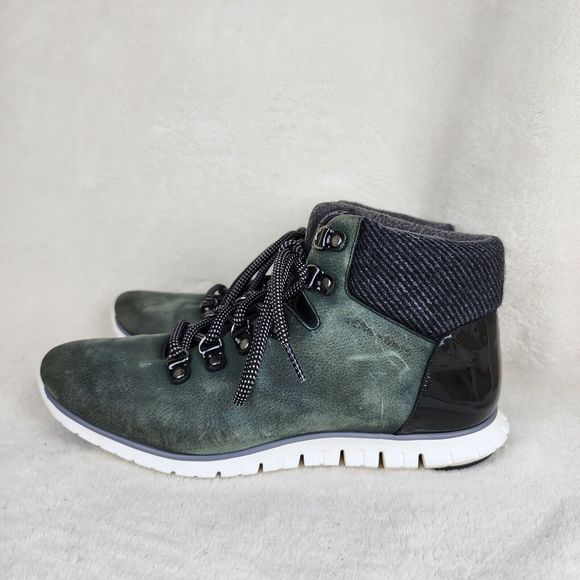 COLE HAAN ZEROGRAND GREEN LEATHER WATERPROOF ANKLE BOOTS SHOES US WOMENS SZ 9 B - Picture 3 of 9